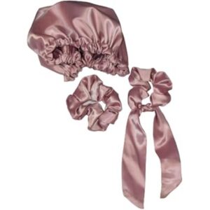 satin bonnet with 2 scrunchies suitable and amazing color pink one size 100.0